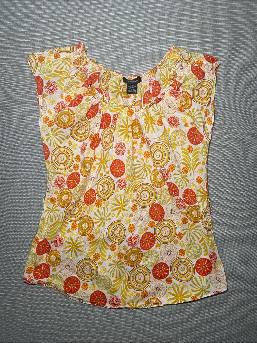 Y2K Spense Orange Yellow Abstract Indie Top Womens Size Small